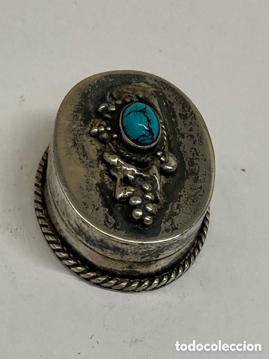 Antig&uuml;edades: Pastillero de plata y lapisl&aacute;zuli - Foto 1