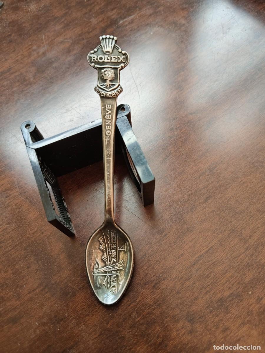 Antig&uuml;edades: Cucharita conmemorativa Reloj ROLEX. F&aacute;brica Bucherer, Ginebra, Suiza.