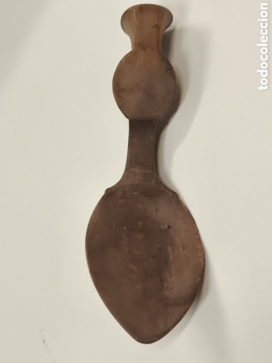 Antig&uuml;edades: Antigua Cuchara de madera mango mortero arte pastoril