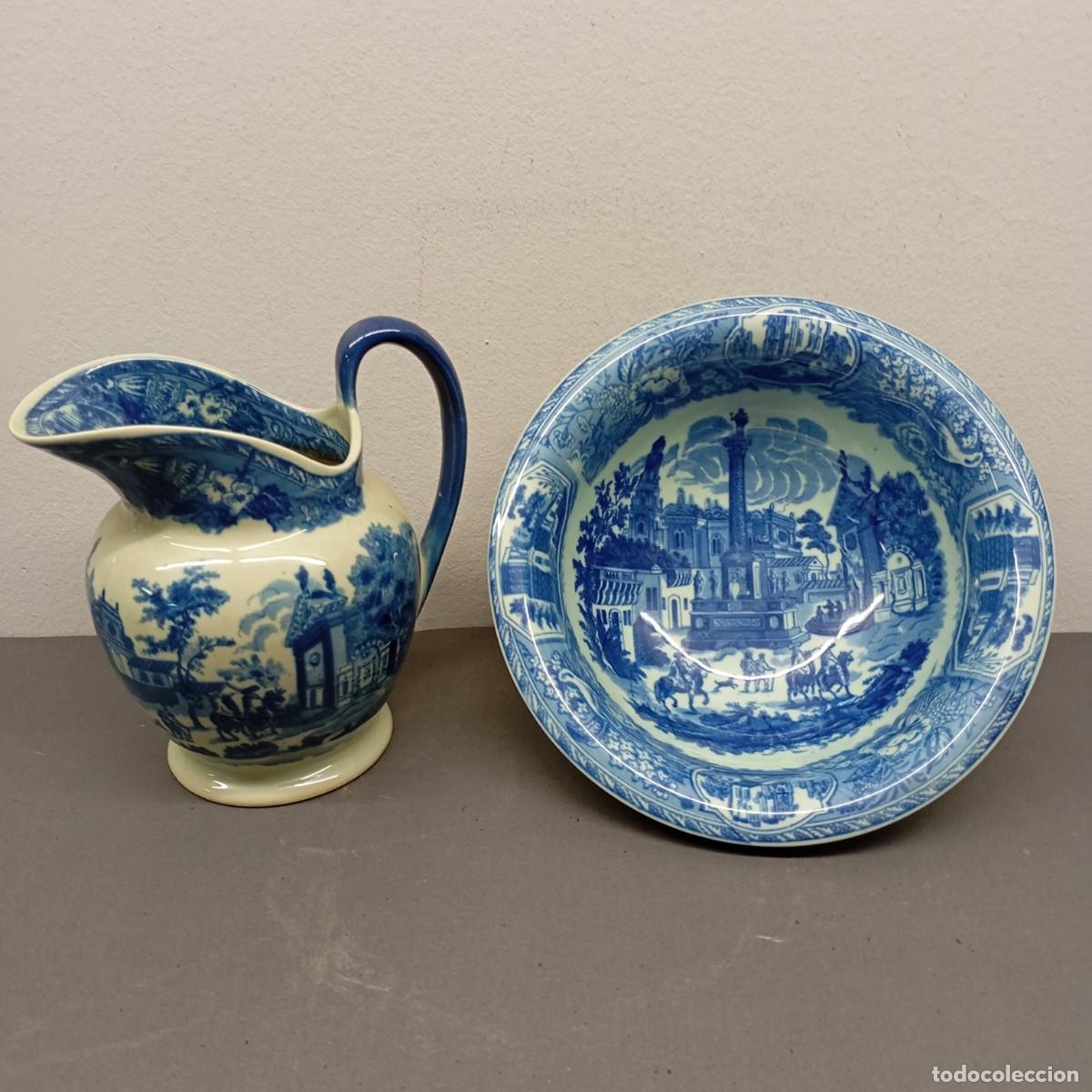 Antig&uuml;edades: JUEGO DE AGUAMANIL - JARRA Y JOFAINA - VICTORIA WARE - INGLESA - CER&Aacute;MICA AZUL - PIEZAS RARAS