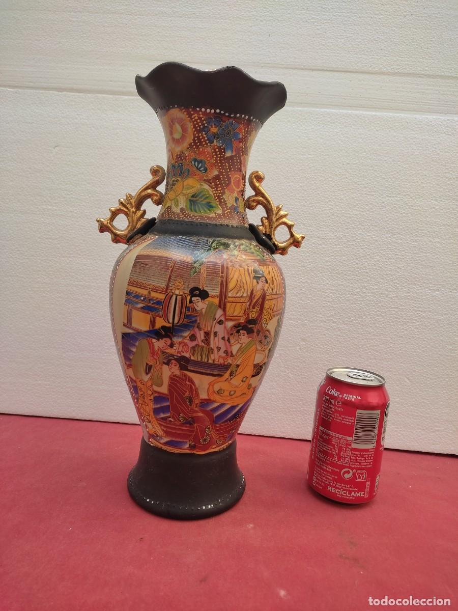 Antig&uuml;edades: jarron de ceramica estilo Satsuma - 35cm de alto