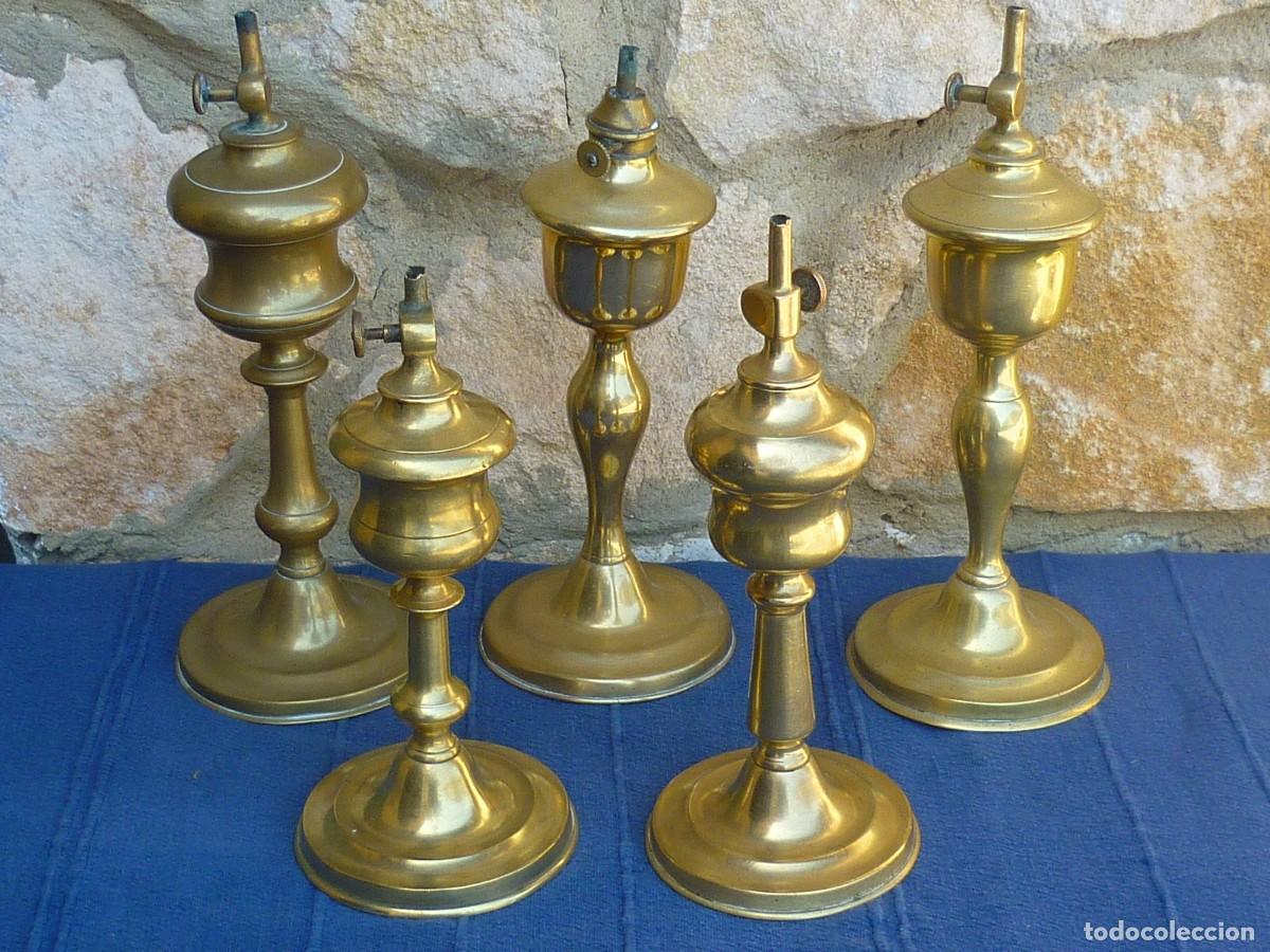 Antig&uuml;edades: Lote de 5 Quinques - Lamparas de Aceite de Bronce Antiguo