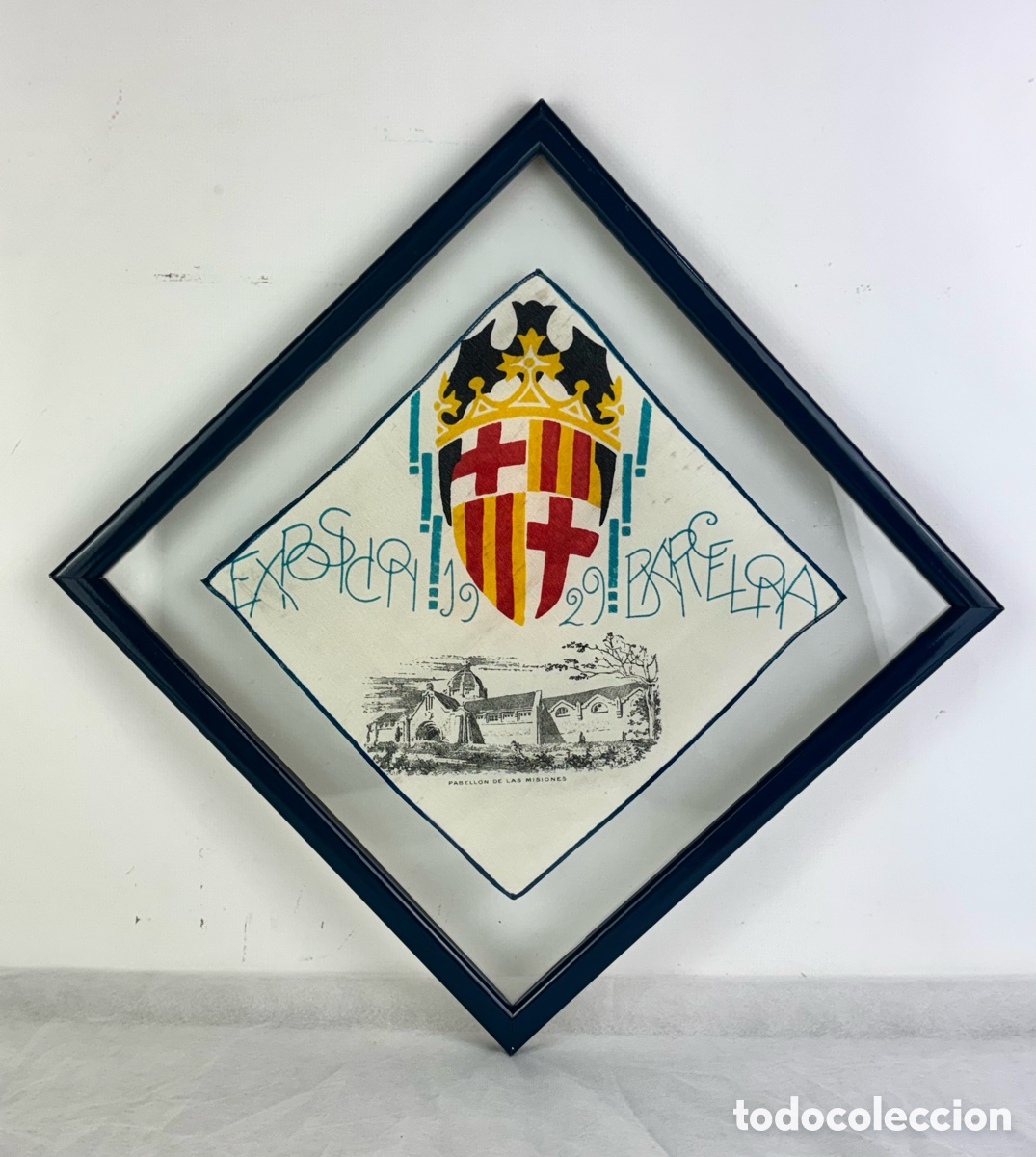 Antig&uuml;edades: PA&Ntilde;UELO EXPOSICI&Oacute;N BARCELONA 1929 - PABELLON DE LAS MISIONES - ENMARCADO