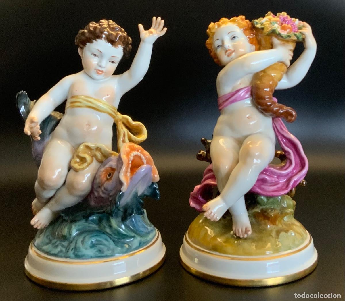 Antig&uuml;edades: PAREJA QUERUBINES PORCELANA SALVADOR MALLOL (MOLDE PEYR&Oacute;)