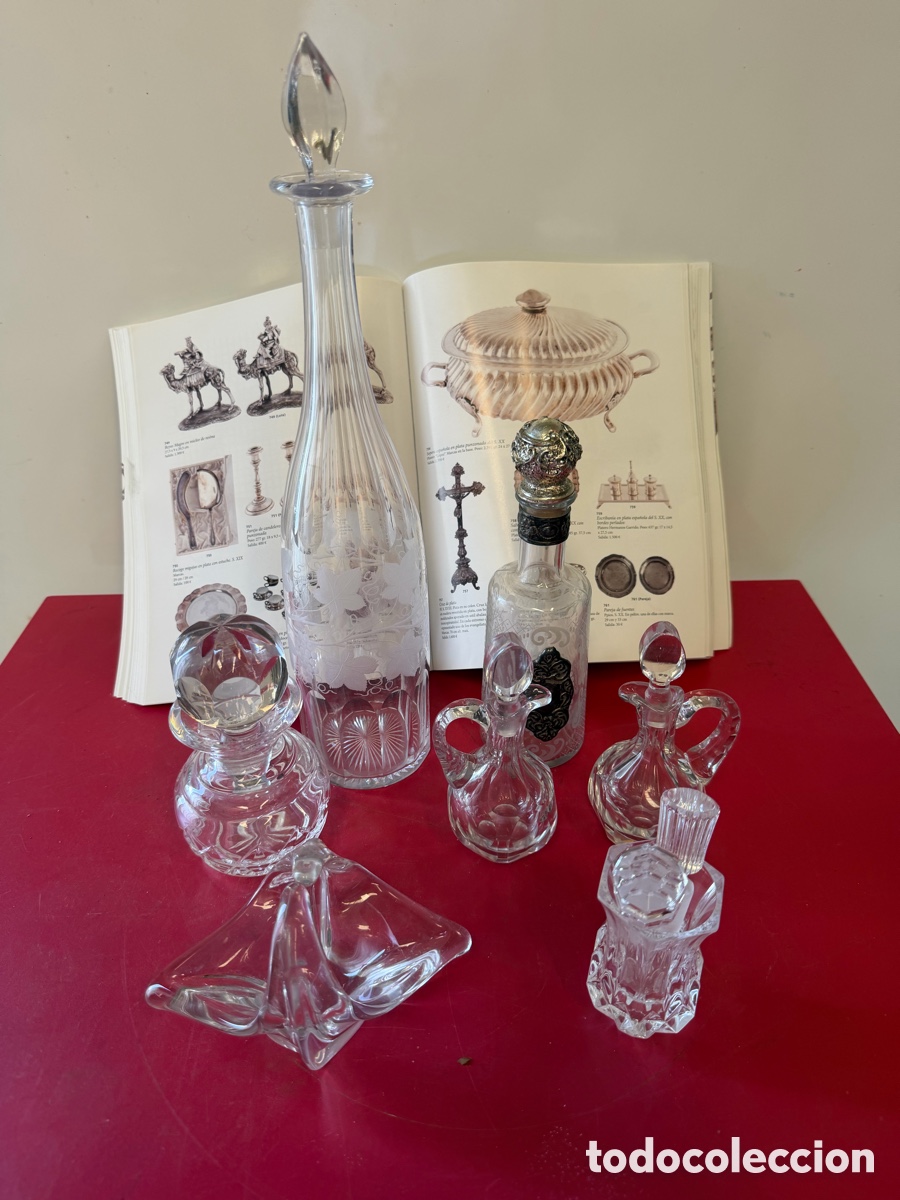 Antig&uuml;edades: Lote cristal antiguo y vintage: licoreras