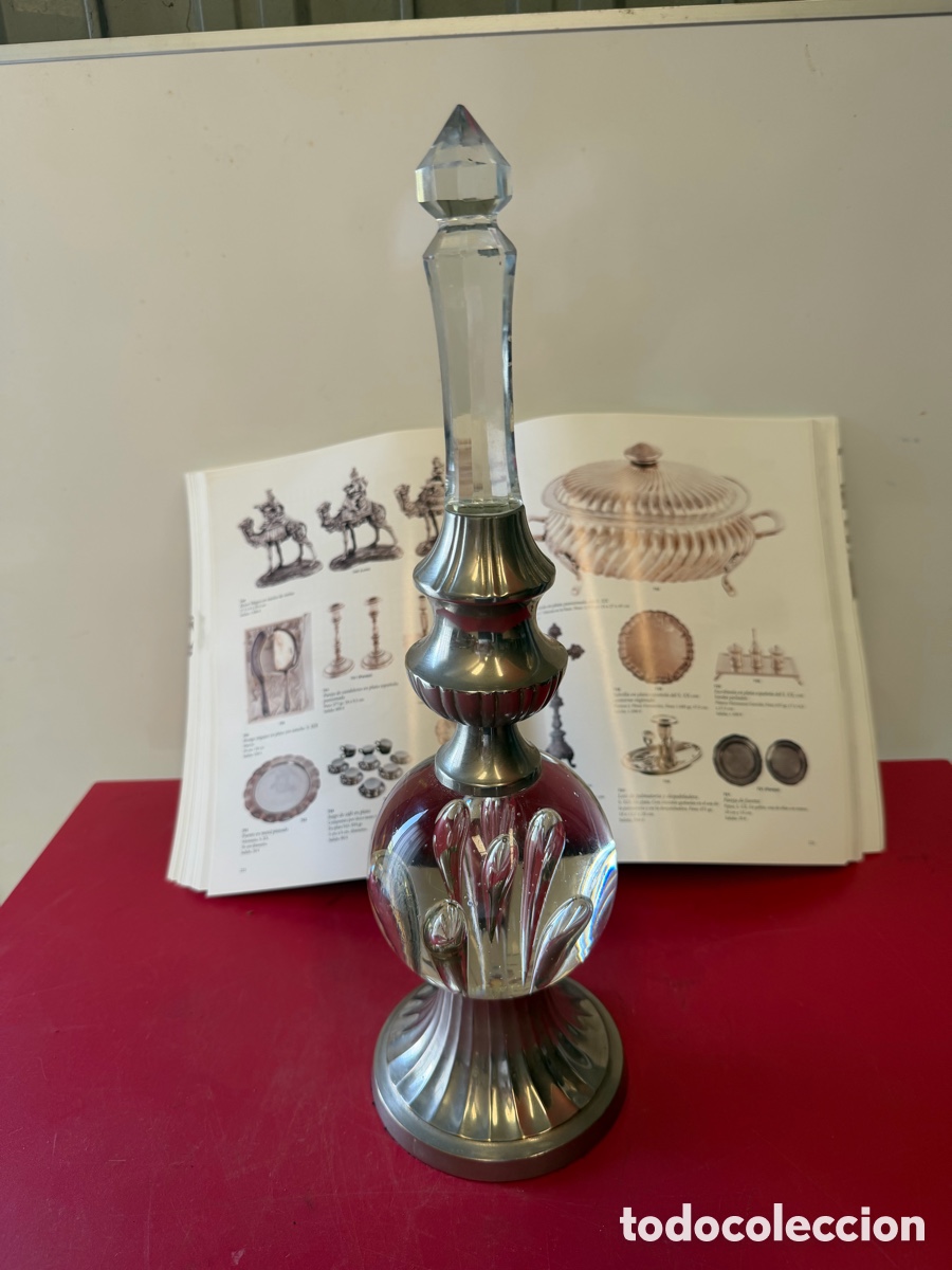Antig&uuml;edades: Figura Decorativa Vintage Cristal y Metal