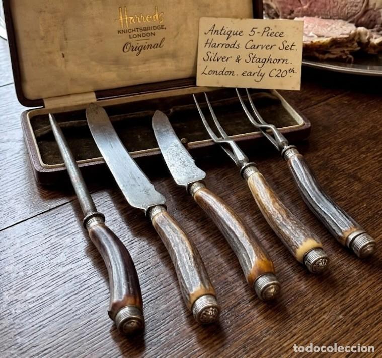 Antig&uuml;edades: Conjunto de trinchar Harrods Limited plata sellada
