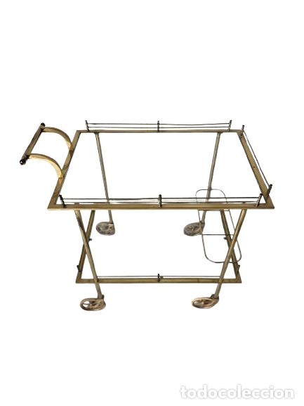 Antiques: Carrito Camarera, Vintage - Lat&oacute;n y Cristal - A&ntilde;os 1960-70
