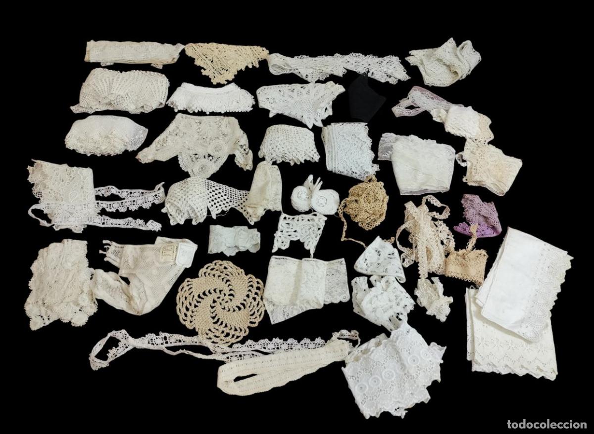 Antig&uuml;edades: GRAN LOTE DE PUNTILLAS, ENCAJES Y TAPETES. VARIOS MATERIALES. ESPA&Ntilde;A. SIGLOS XIX-XX.