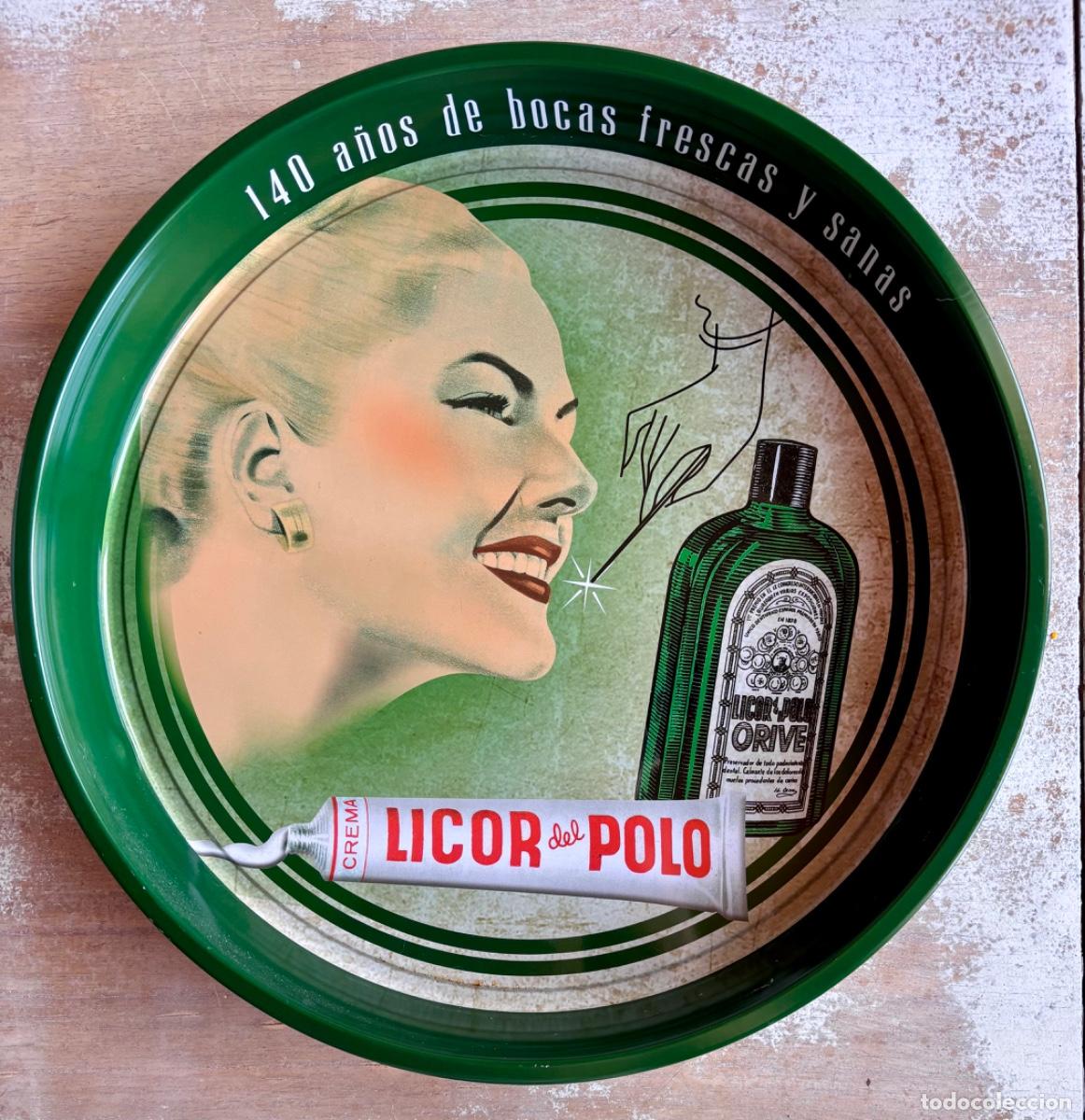 Antig&uuml;edades: Bandeja de 33 cm con publicidad del Licor del Polo.