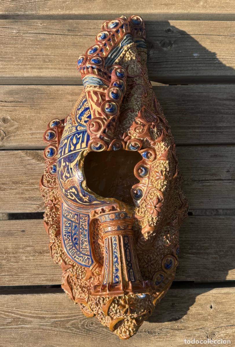 Antig&uuml;edades: Jarr&oacute;n de las gacelas alhambra &aacute;nfora granadina nazar&iacute; XIX estilo manises reflejos 57x25