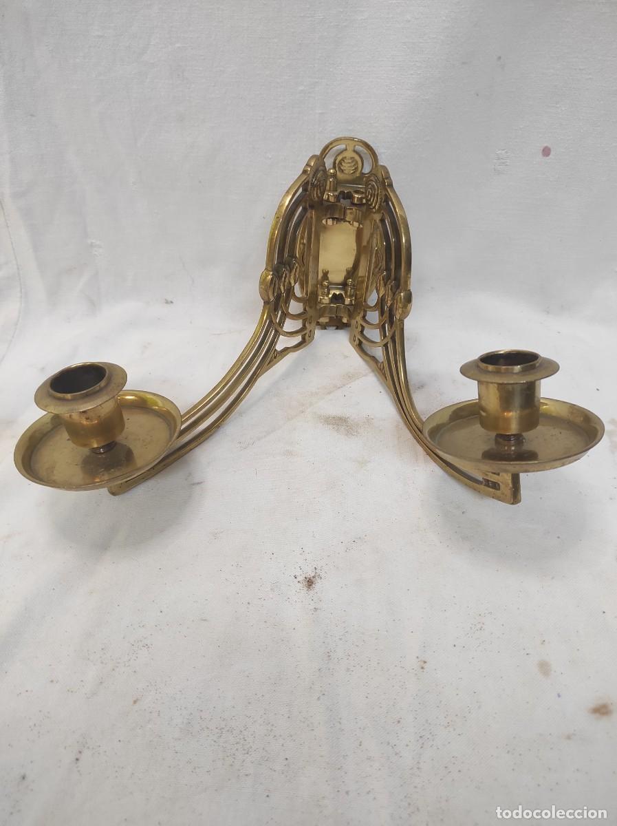 Antig&uuml;edades: Bonito candelabro de piano modernista en bronce!