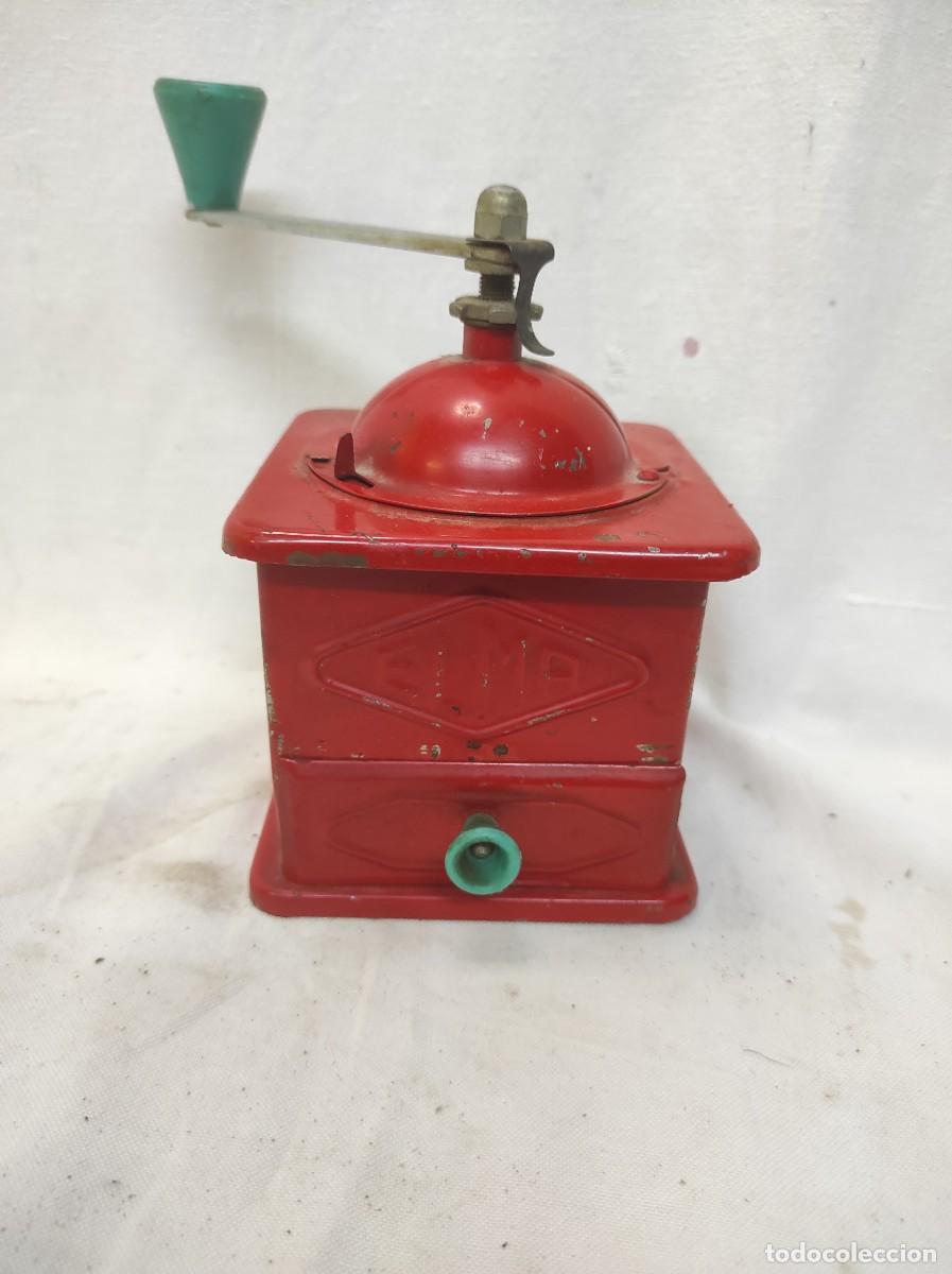 Antig&uuml;edades: Bonito molinillo de caf&eacute; Elma rojo, met&aacute;lico y en buen estado!