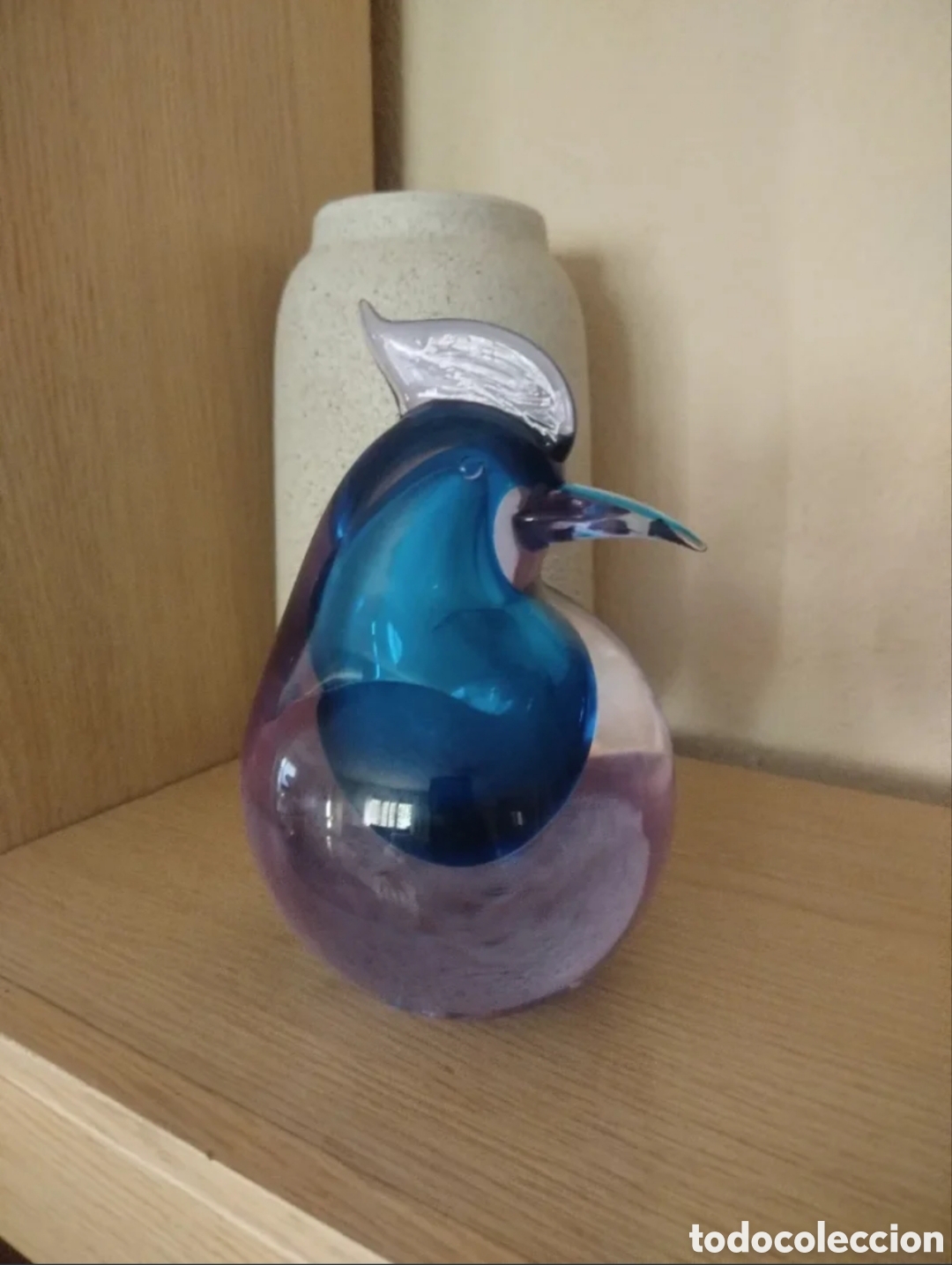 Antig&uuml;edades: P&aacute;jaro cristal Murano azul - Foto 3