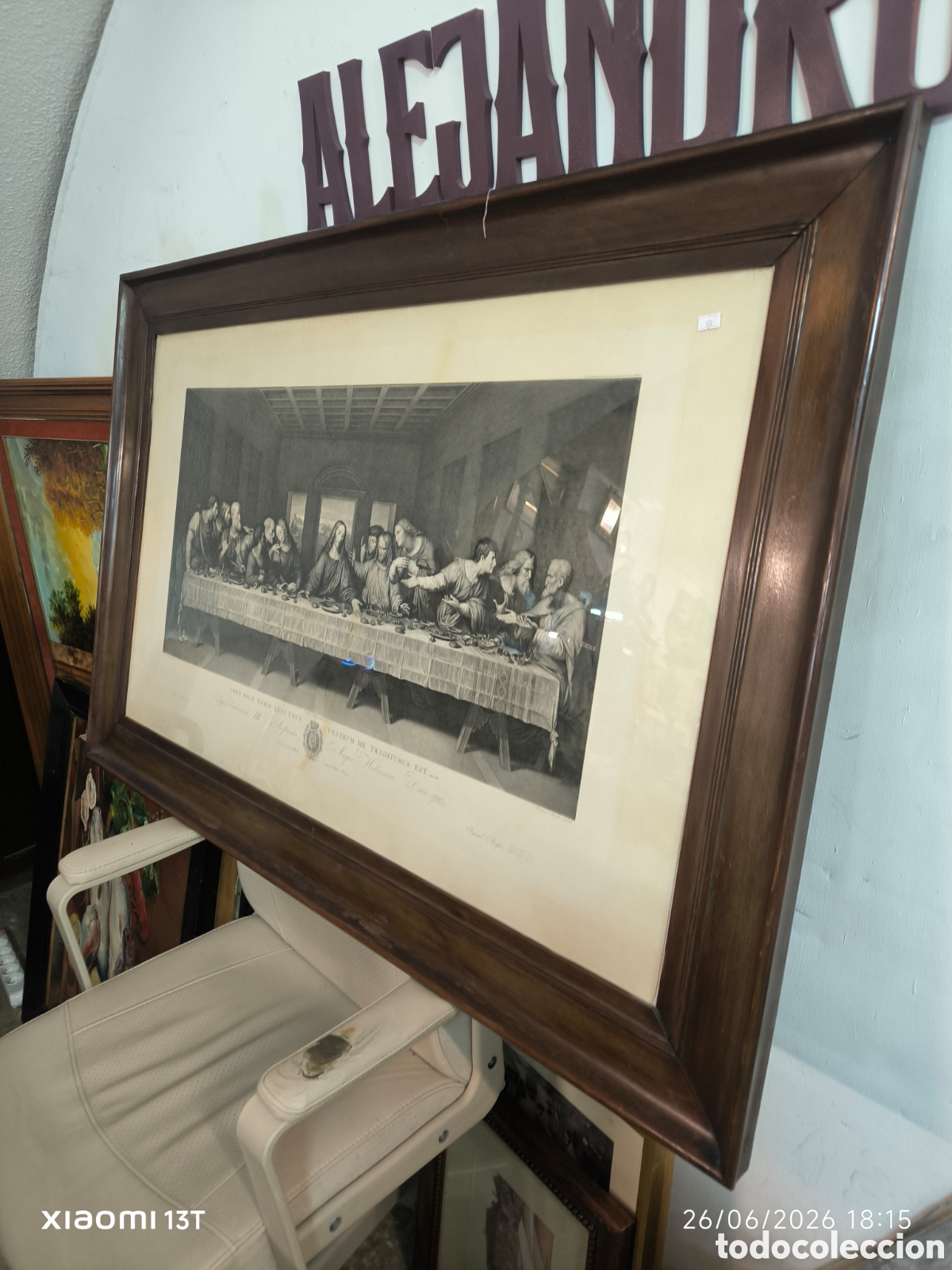 Antig&uuml;edades: Lamina enmarcada &Uacute;ltima cena de Jes&uacute;s