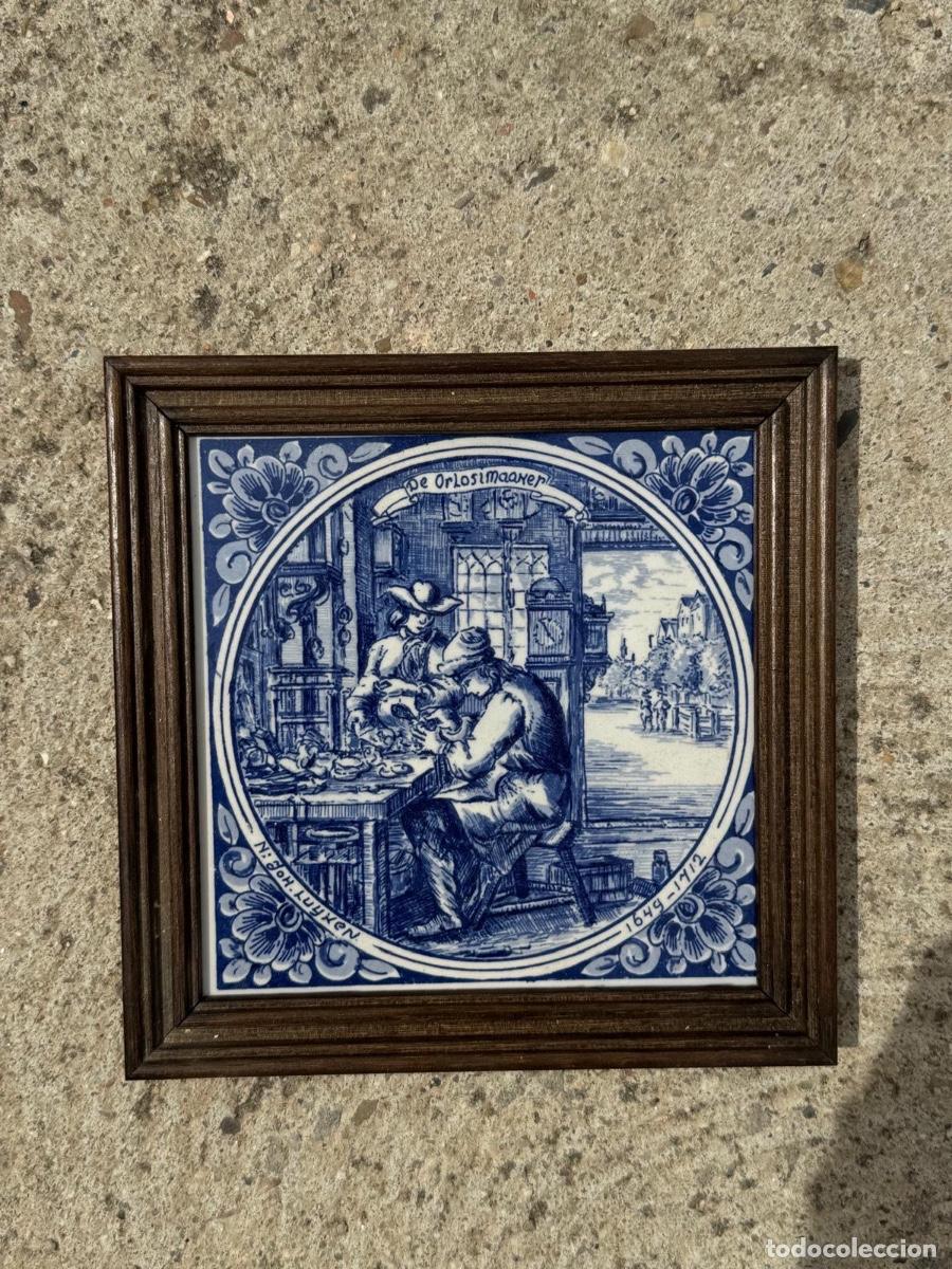 Antiguidades: Azulejo Delft Holanda el relojero pintor luyken 18x18cms