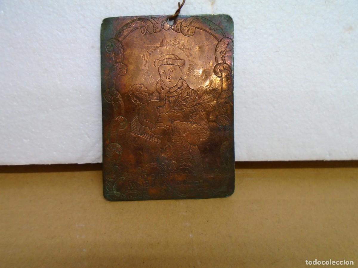 Antig&uuml;edades: MAGNIFICA PLANCHA DE COBRE BURILADA A DOS CARAS:S.ANTONIO DE PADUA/S.AGUEDA V.M.MUY RARA.