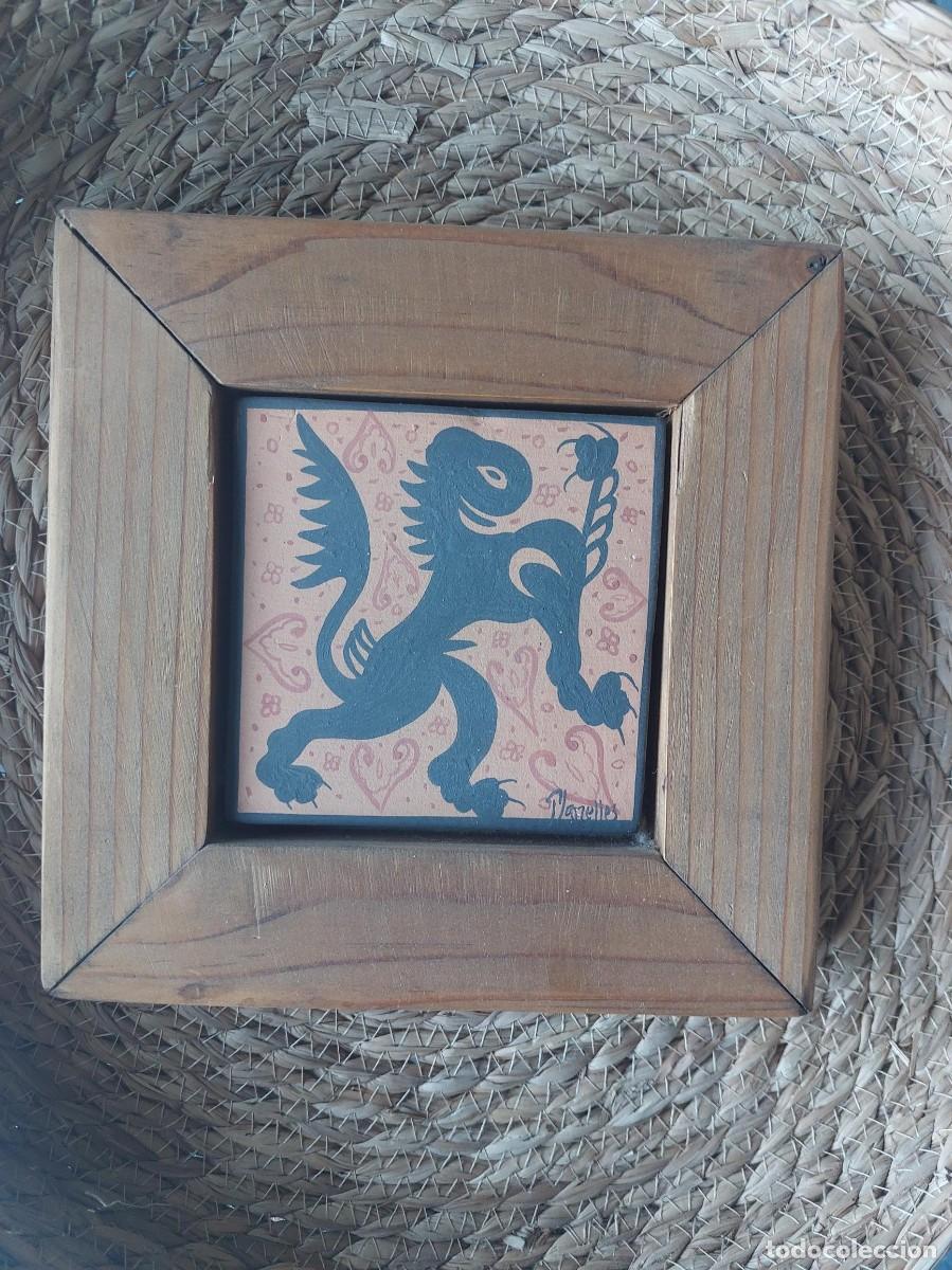 Antig&uuml;edades: Socarrat Valenciano Artesanal - Paco Planelles - Drag&oacute;n Medieval G&oacute;tico - Enmarcado