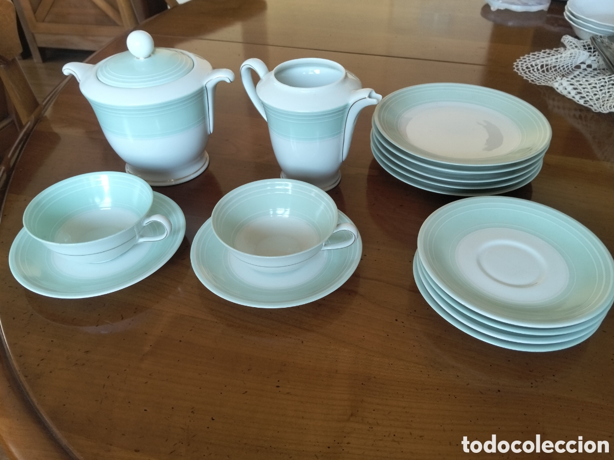 Antig&uuml;edades: Juego T&eacute;/Caf&eacute; Limoges Vintage Sello Taourel Alger-Oran. Set Merienda + Regalo Repuestos