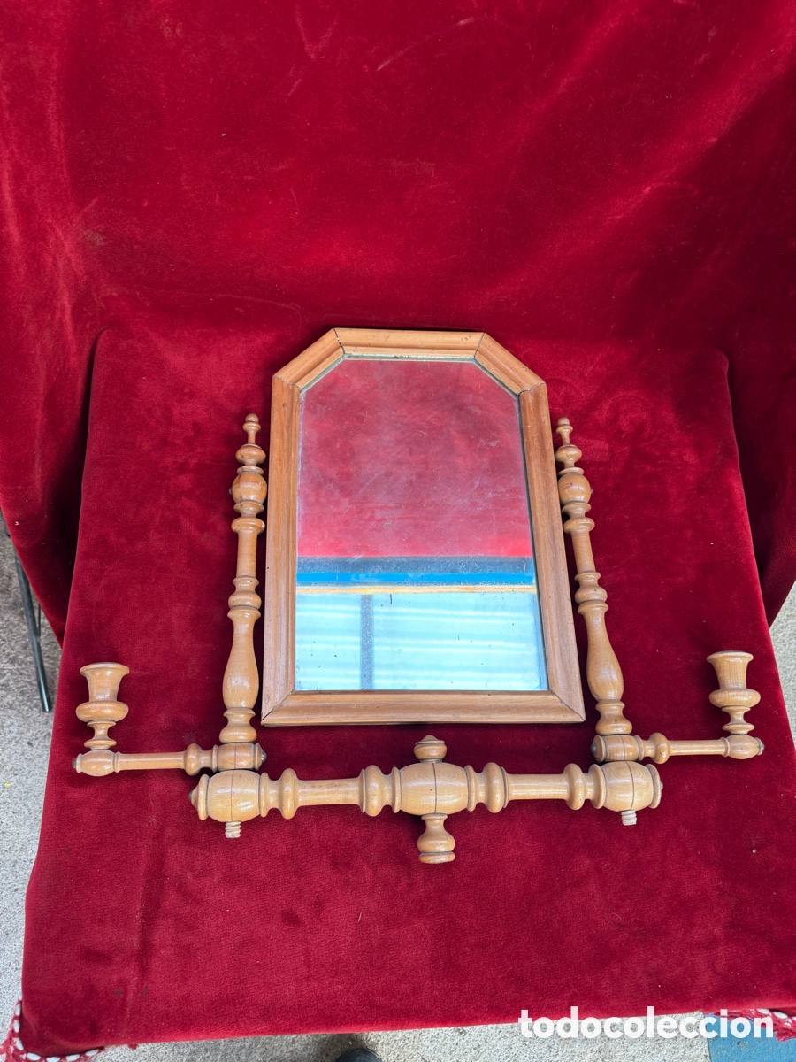 Antig&uuml;edades: Precioso espejo con candelabros de mueble tocador!