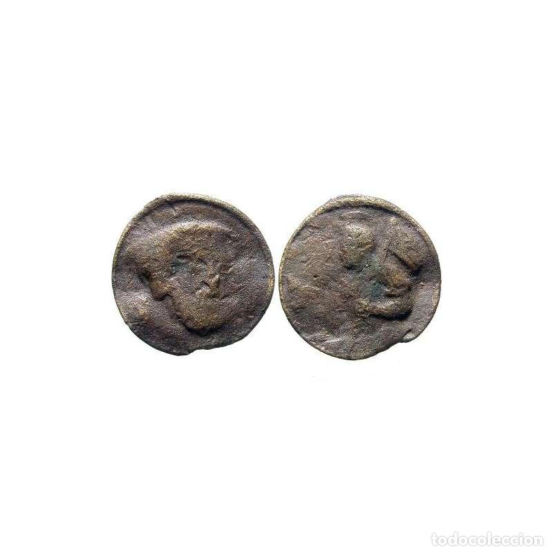 Antig&uuml;edades: Peque&ntilde;a medalla antigua met&aacute;lica, 14 mm, siglo XVIII. 955-M