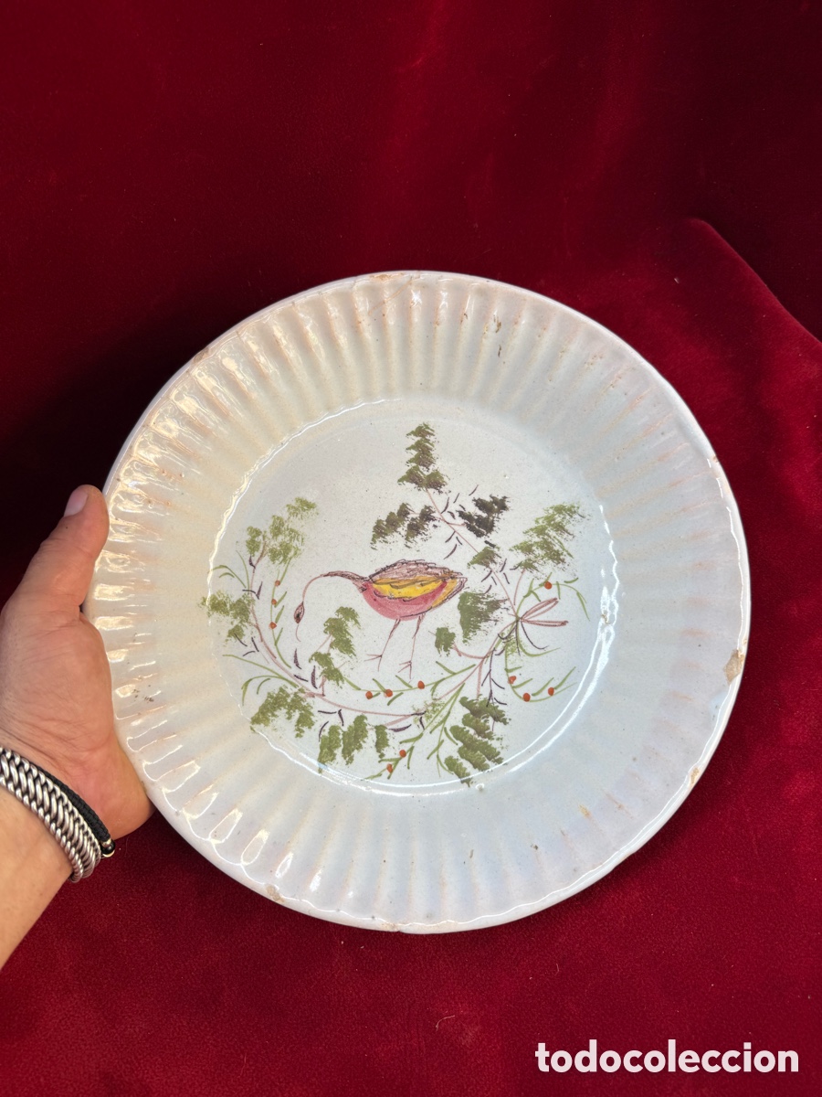 Antig&uuml;edades: Antiguo plato hondo,ensaladera,ceramica pintada a mano!