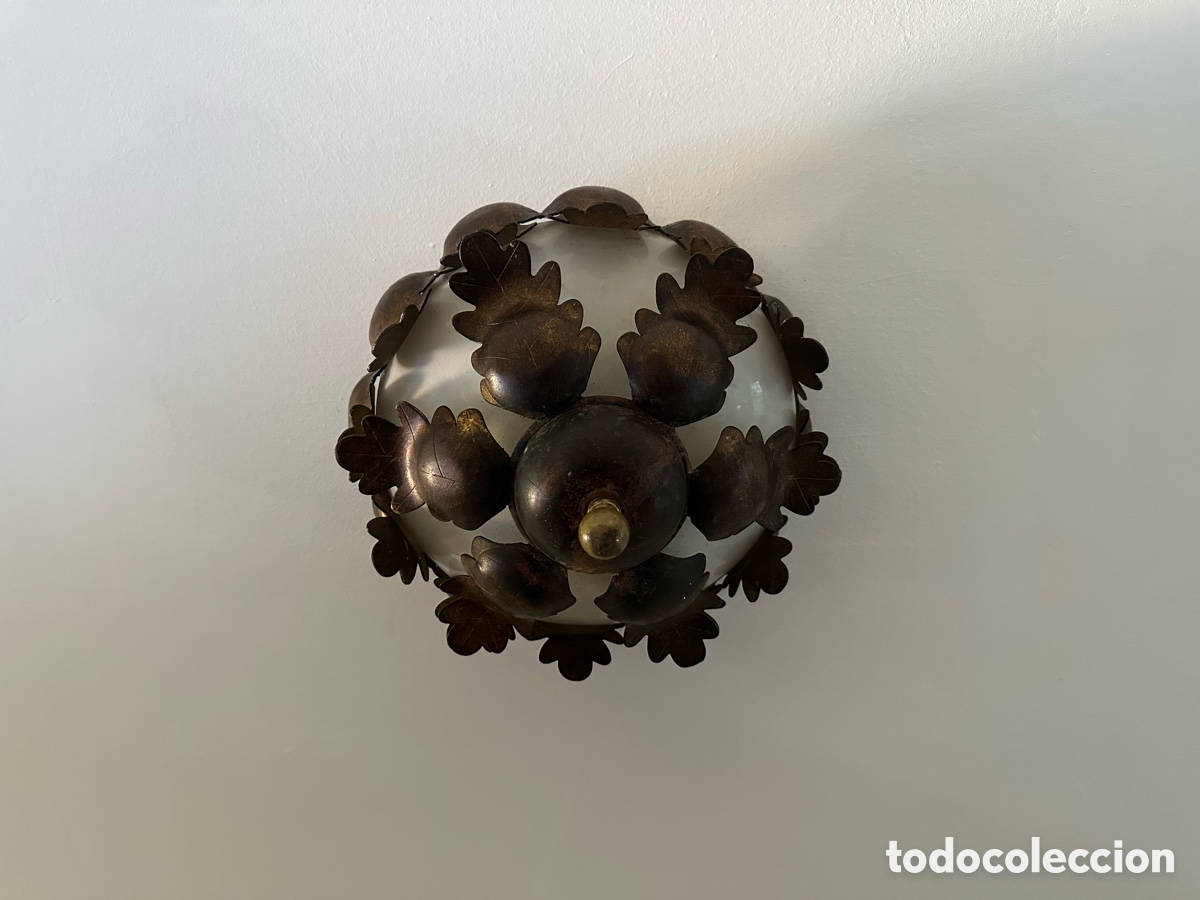 Antig&uuml;edades: L&aacute;mpara y plafones originales de lat&oacute;n - Foto 3