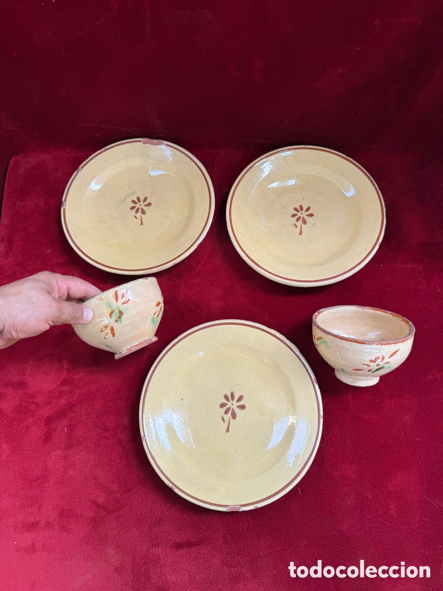 Antig&uuml;edades: Lote ceramica Catalana,La Bisbal!Cuencos y platos!