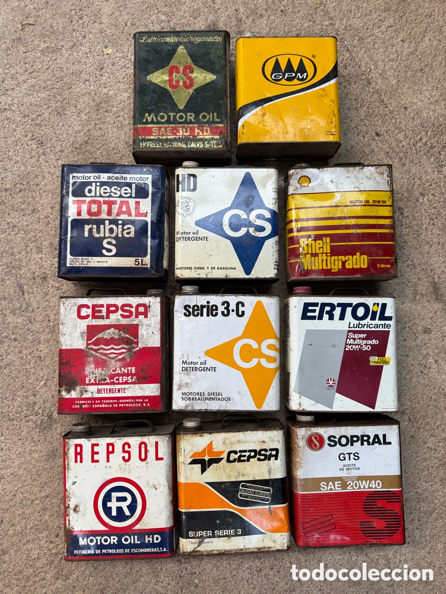 Antig&uuml;edades: Gran lote de latas antiguas de aceites!Distintas!