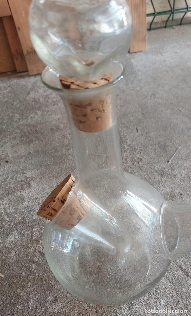 Antig&uuml;edades: Porron cristal soplado con recipiente hielo vintage