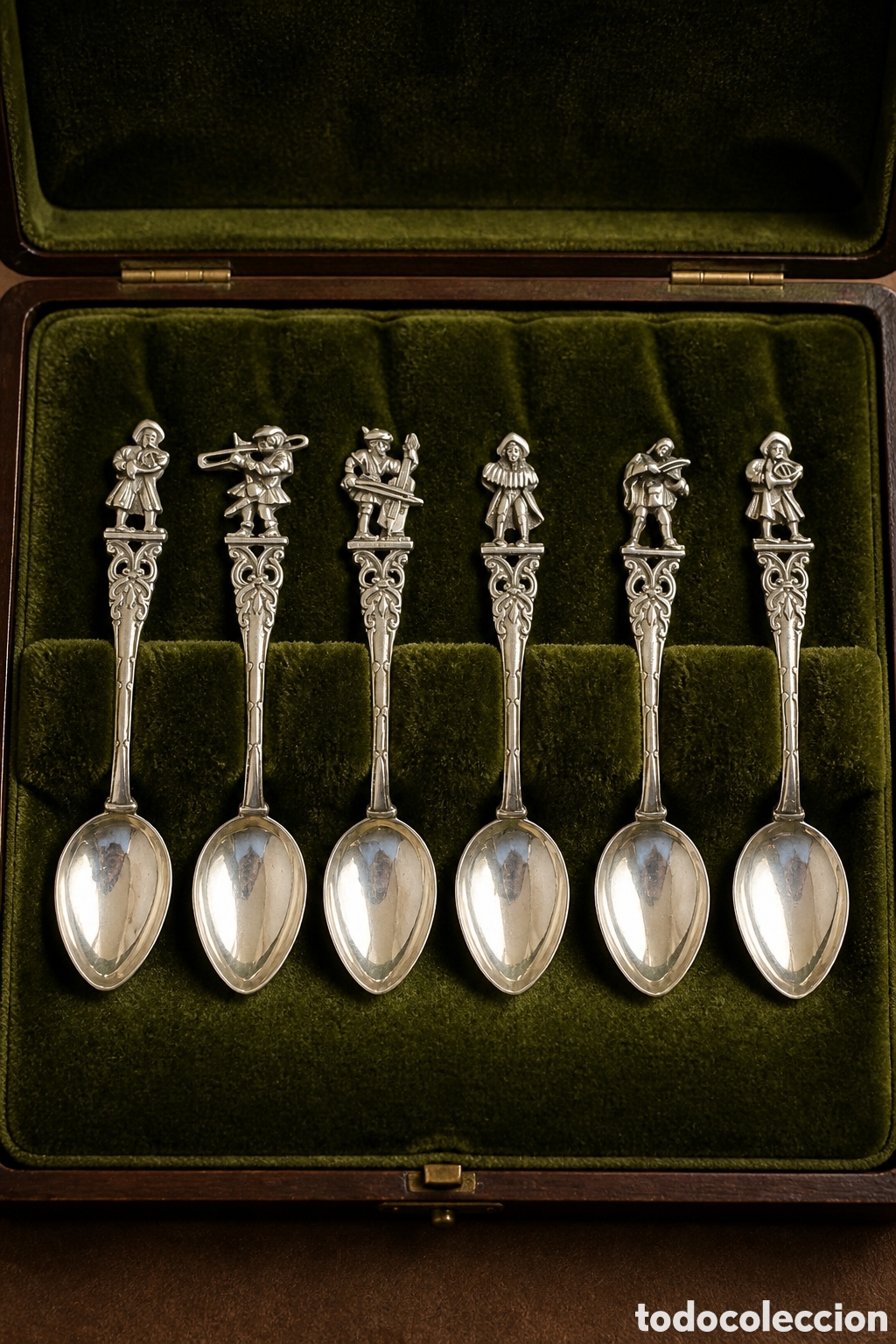 Antig&uuml;edades: JUEGO DE 6 CUCHARILLAS ANTIGUAS ELABORADAS EN PLATA 925 MOTIVOS, M&Uacute;SICOS