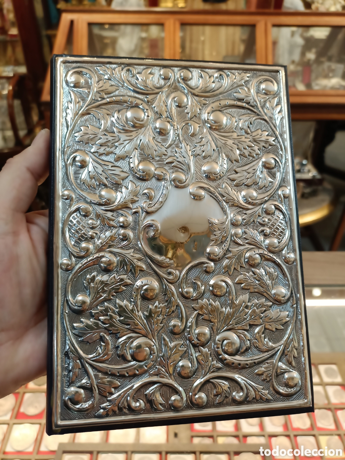Antig&uuml;edades: AGENDA TELEFONICA CON TAPA DE PLATA 925 LABRADA. SIN USO . 21&times;15 cm