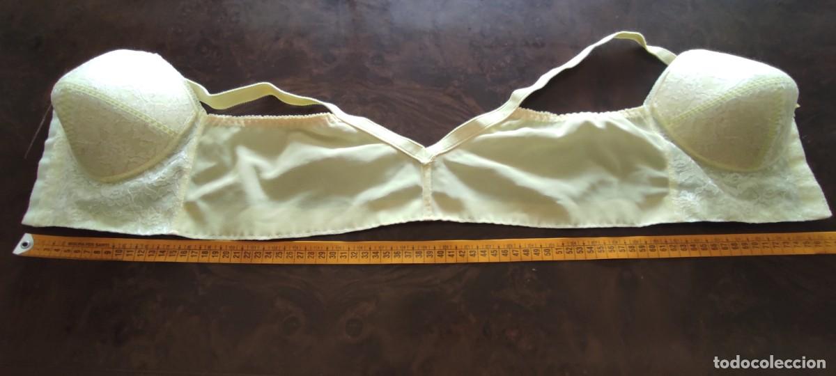 Antig&uuml;edades: ANTIGUO SUJETADOR BUSTIER A&Ntilde;OS 60/70 - AMARILLO PALIDO CON ENCAJE - BANDA ANCHA 75 CM.