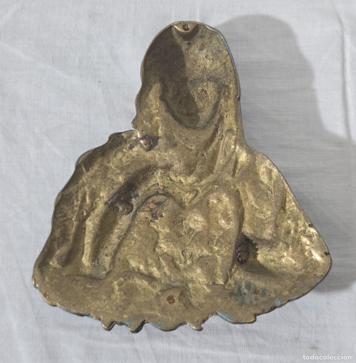 Antig&uuml;edades: Relieve en bronce del Sagrado Coraz&oacute;n de Maria para puerta - Foto 6