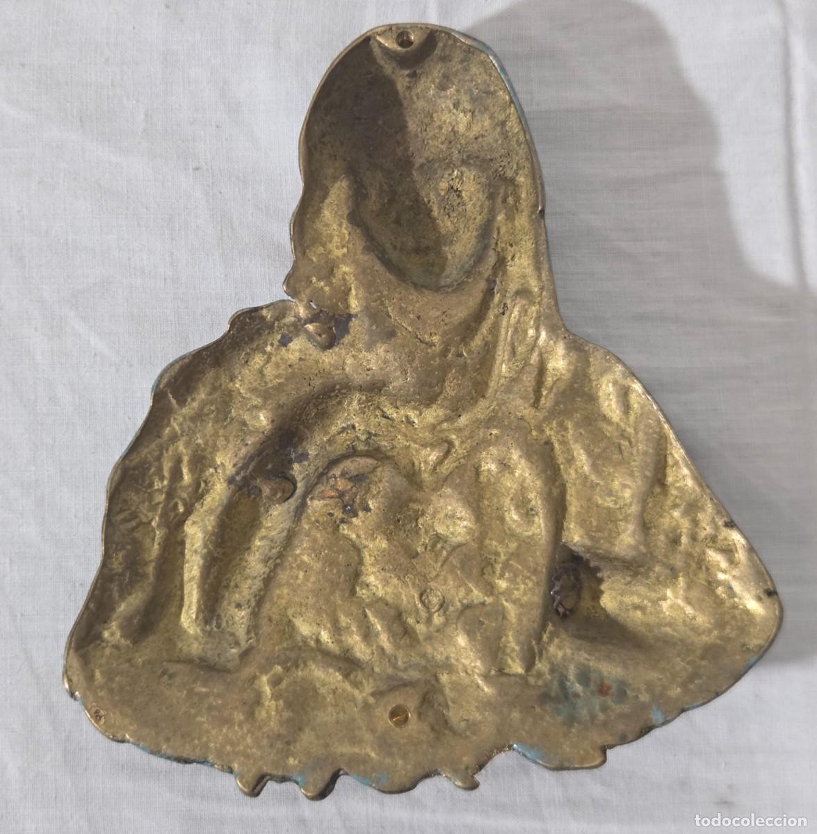 Antig&uuml;edades: Relieve en bronce del Sagrado Coraz&oacute;n de Maria para puerta - Foto 7