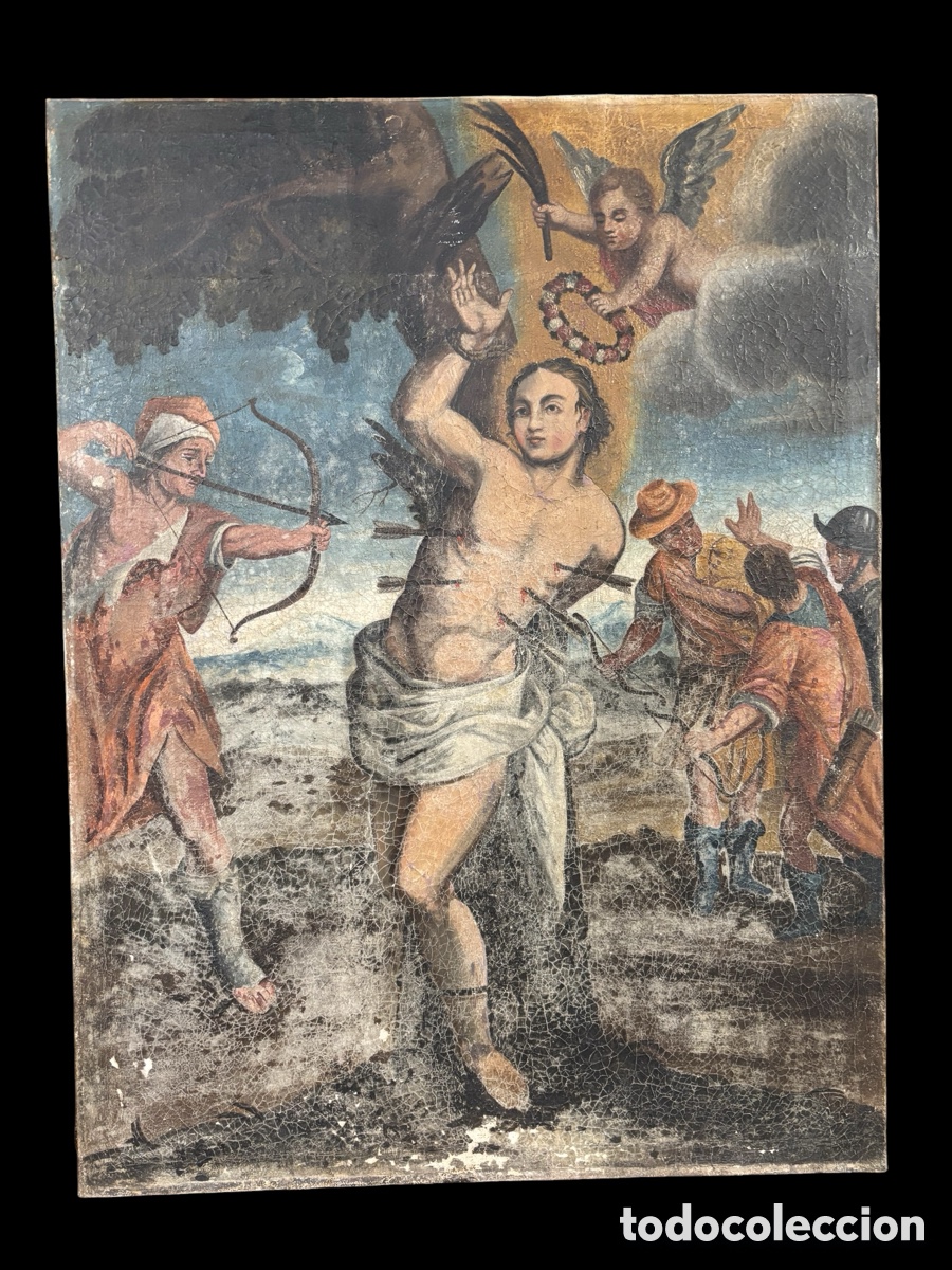 Antig&uuml;edades: Cuadro religioso antiguo. San Sebasti&aacute;n. Siglo XVII.