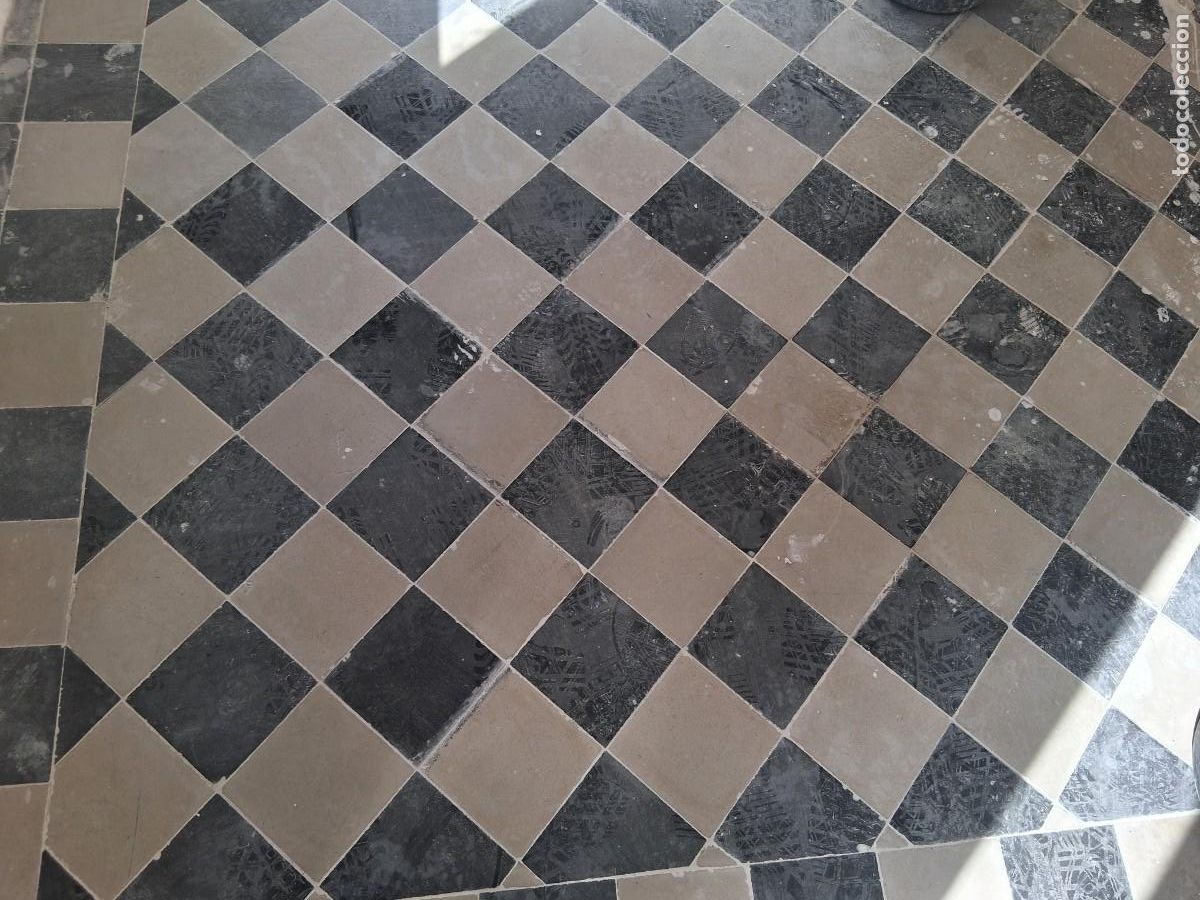 Antiques: 25 Baldosas losa hidr&aacute;ulicas blancas y negras se puede hacer dibujo de ajedrez