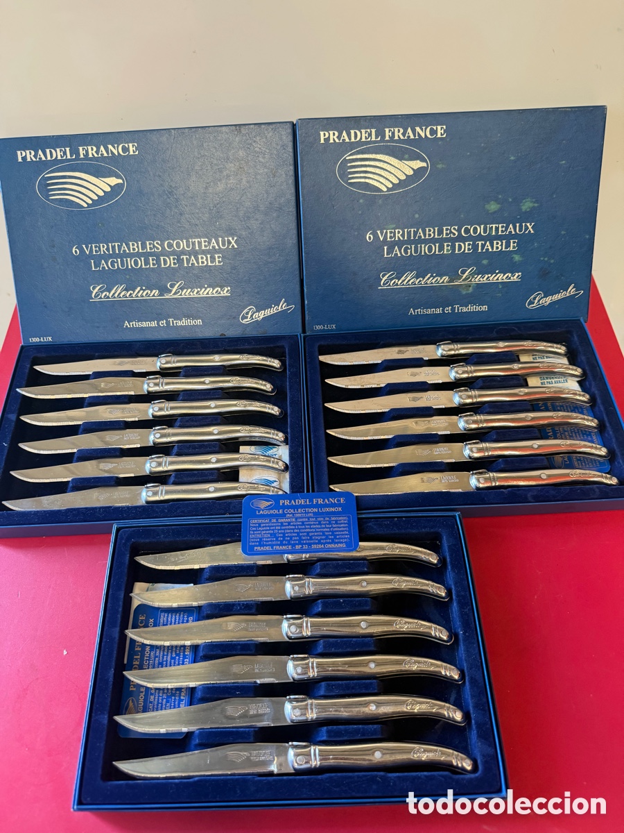 Antig&uuml;edades: 3 Estuches Laguiole Pradel France Luxinox