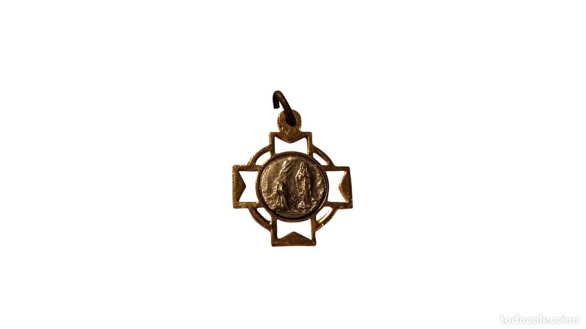 Antiquit&eacute;s: Medalla de Lourdes Dorada y Plata - A&ntilde;os 80 - Colecci&oacute;n Religiosa - Italia