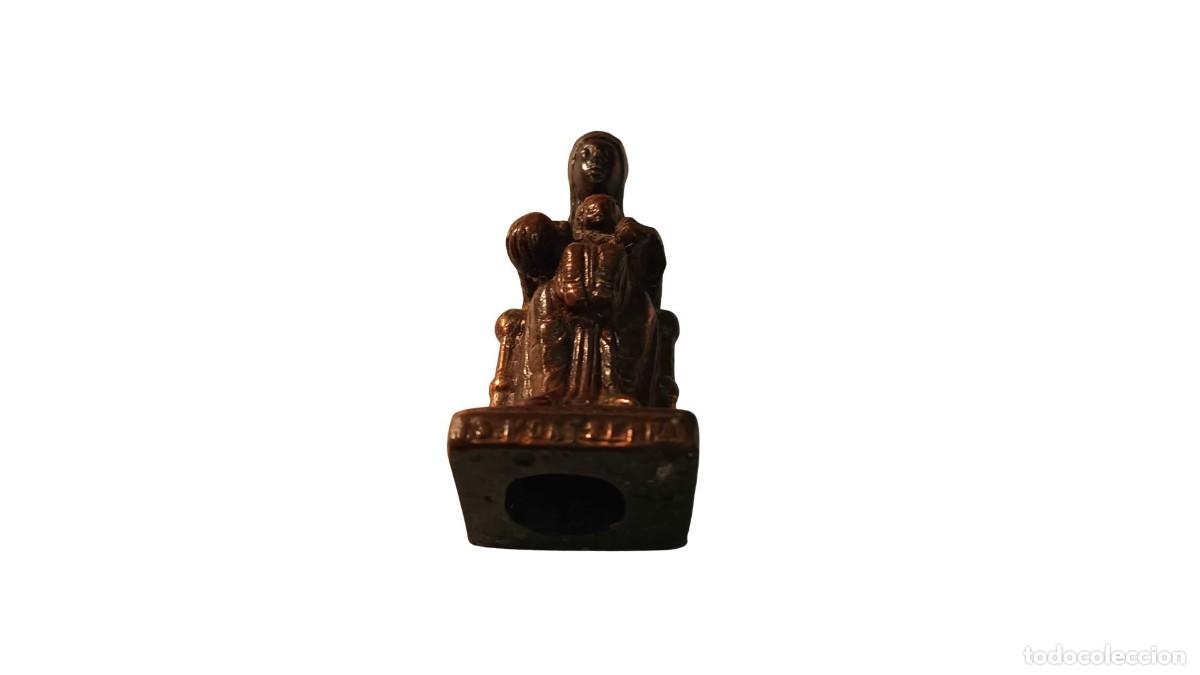 Oggetti Antichi: Virgen de Montserrat Antigua - Bronce Siglo XIV - Pieza de Coleccionismo Hist&oacute;rico