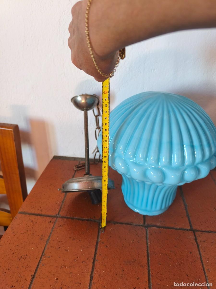 Antig&uuml;edades: L&aacute;mpara de opalina azul cielo. - Foto 12