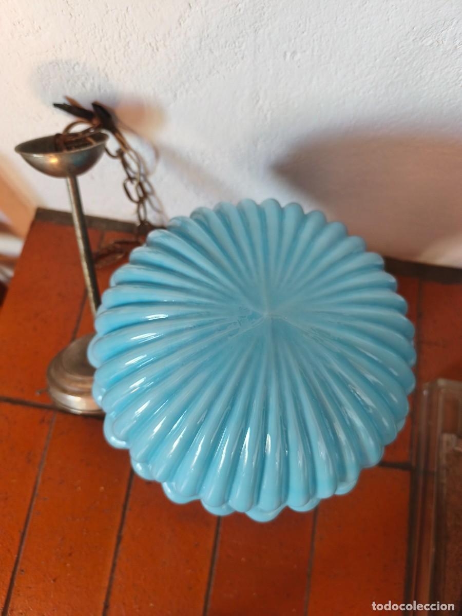 Antig&uuml;edades: L&aacute;mpara de opalina azul cielo. - Foto 19