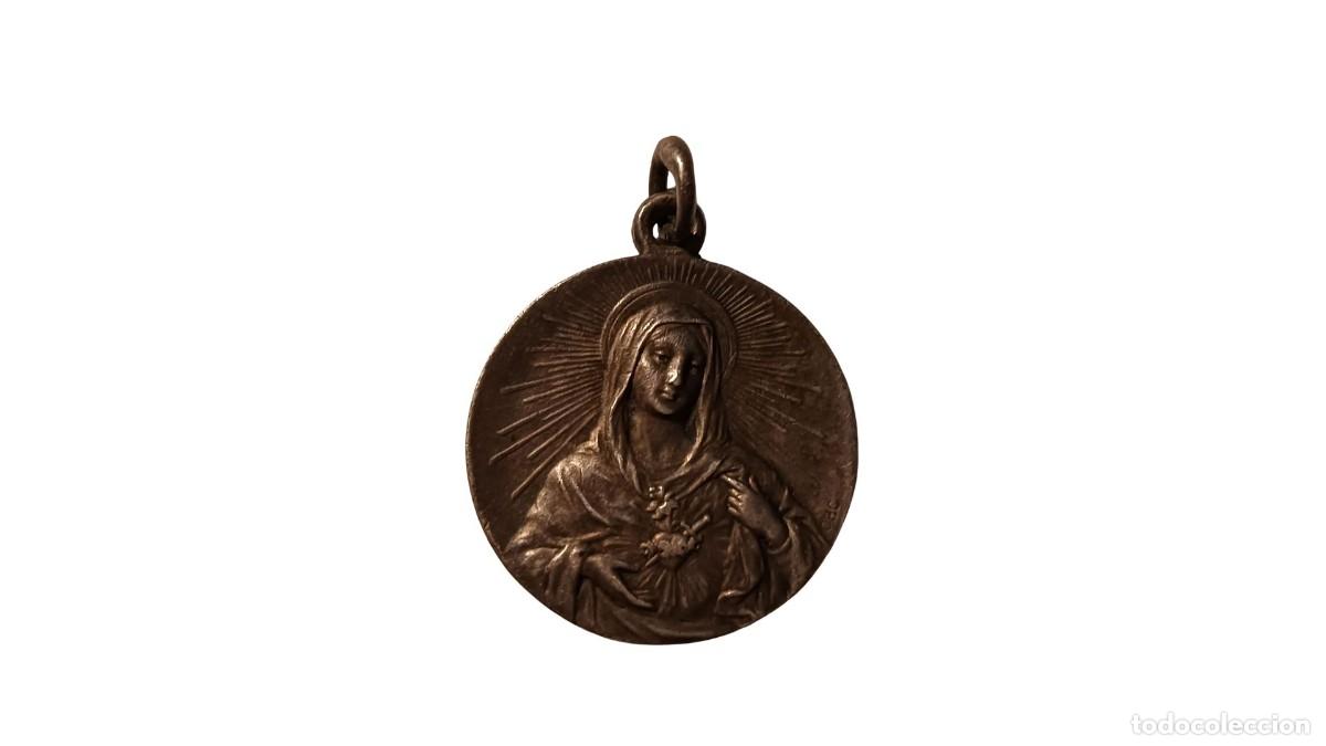 Antig&uuml;edades: MEDALLA ESCAPULARIO DE PLATA - SAGRADOS CORAZONES DE JES&Uacute;S Y MAR&Iacute;A - ALTO RELIEVE - ESPA&Ntilde;A - A&Ntilde;OS 40