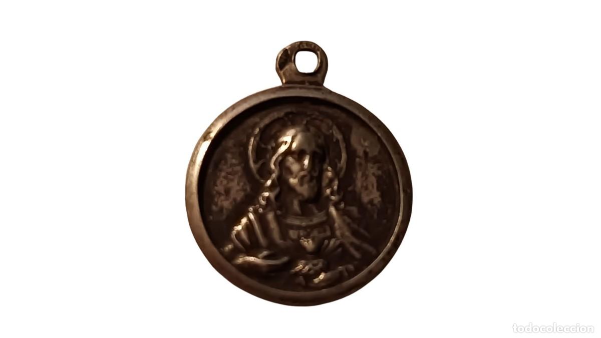 Antig&uuml;edades: MEDALLA DEVOCIONAL FRANCESA EN METAL - SAGRADO CORAZ&Oacute;N DE JES&Uacute;S Y VIRGEN CON NI&Ntilde;O - A&Ntilde;OS 20/50