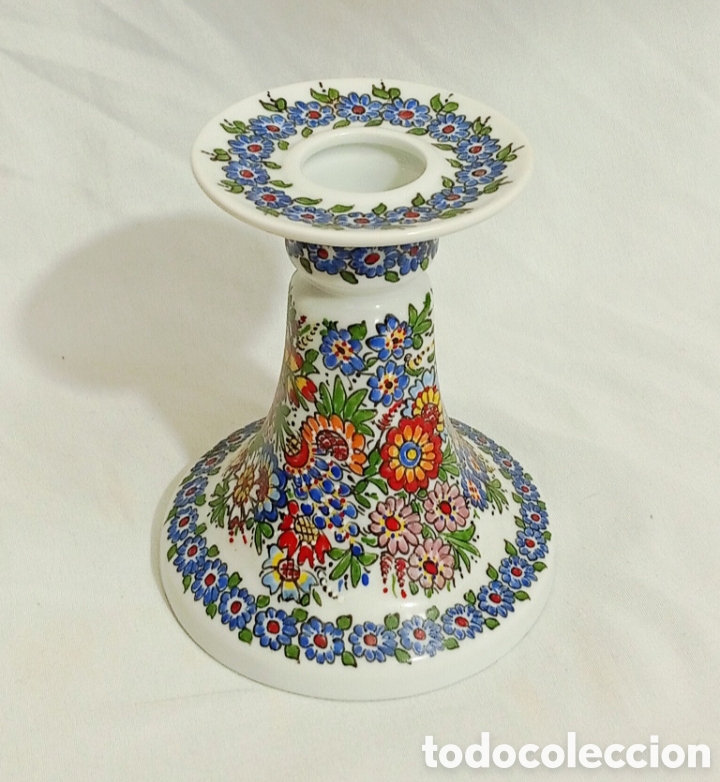 Antig&uuml;edades: Candelabro Porcelana Vintage Cepelia Opole Pintado a Mano
