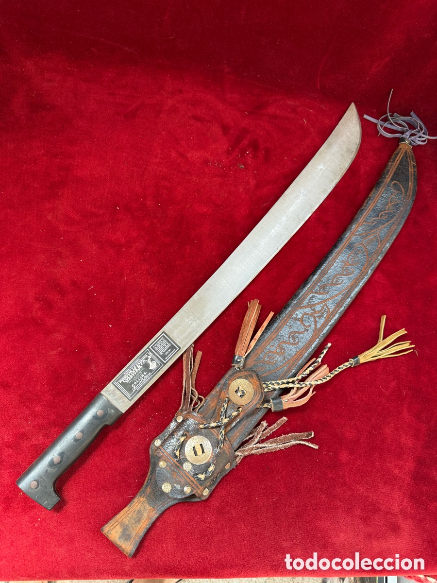 Antig&uuml;edades: Antiguo Machete Colling & Co Hartford!Funda cuero!