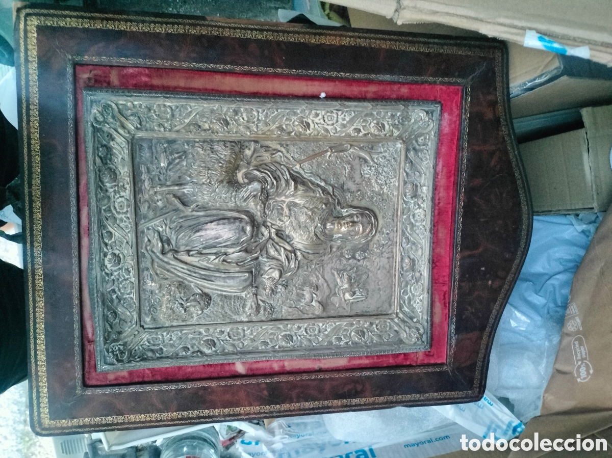 Antig&uuml;edades: Antiguo cuadro religioso siglo XIX. firmado AYM PATENT