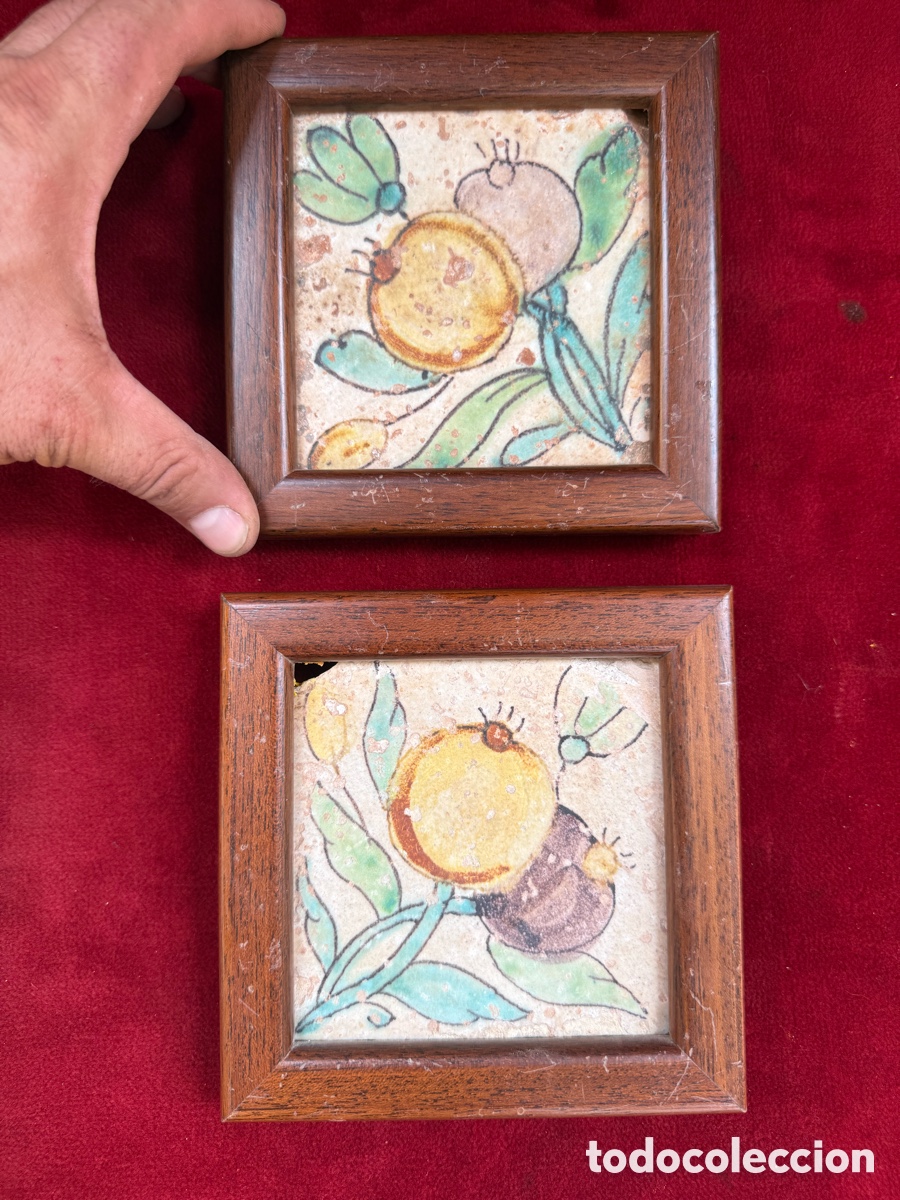 Antig&uuml;edades: Lote de dos antiguos azulejos Valencianos barrocos!