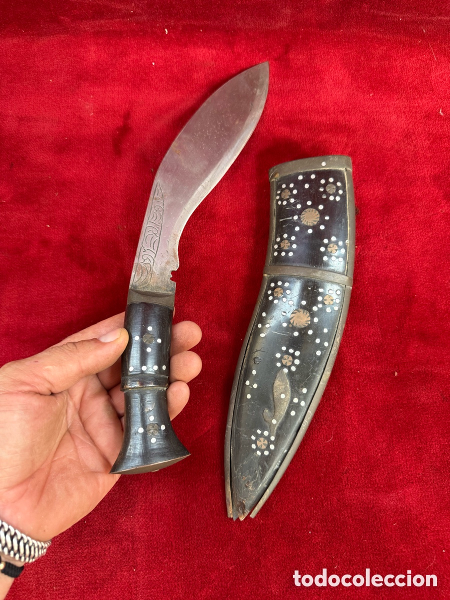 Antig&uuml;edades: Antiguo cucillo Kukri,Guerreros Gurkha!astas cuerno