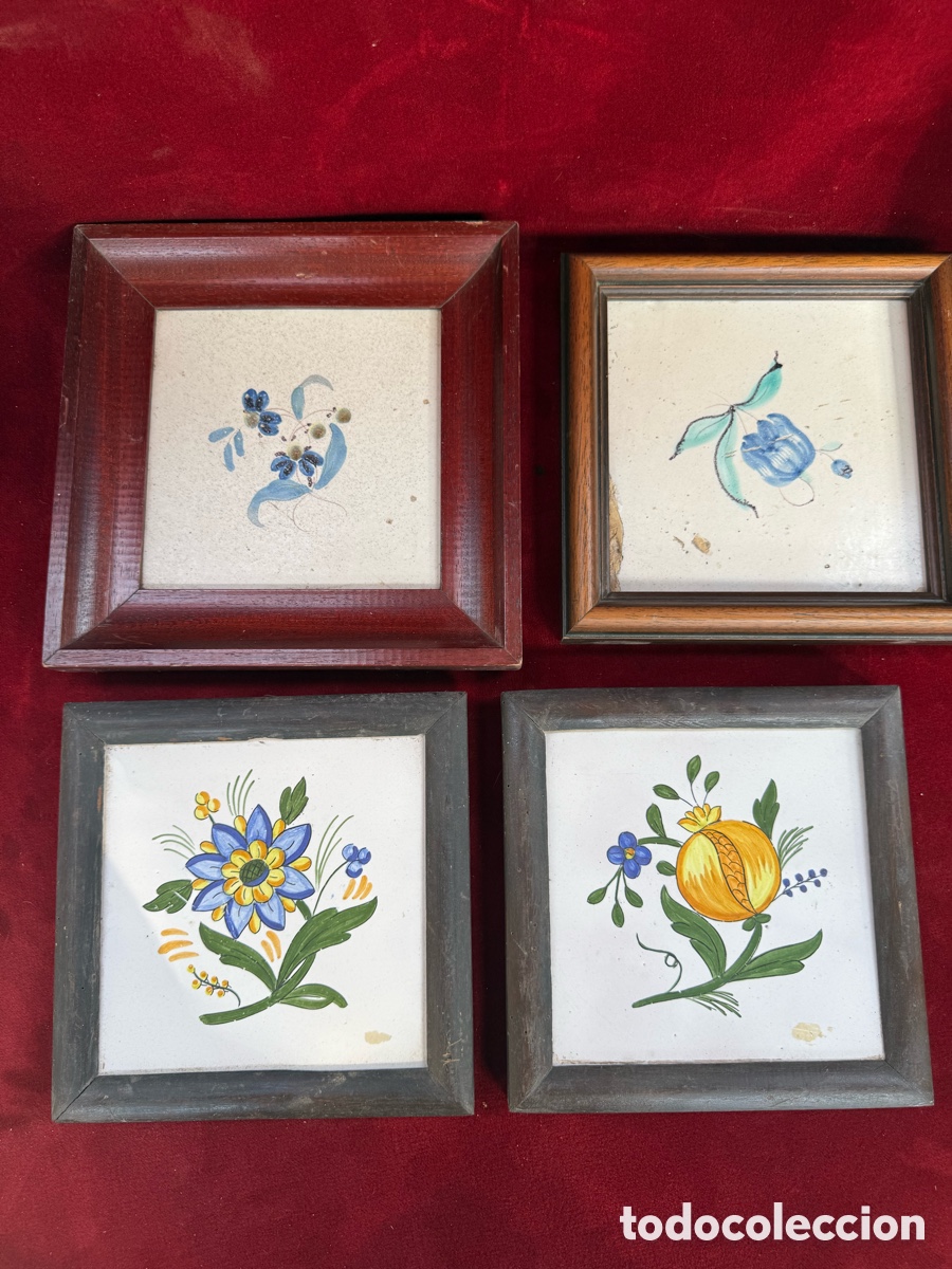 Antiques: Lote de 4 antiguas baldosas de ceramica!